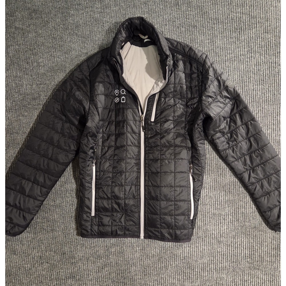 Cutter & Buck Rainier PrimaLoft Eco Puffer Jacket Men's L Black Silver Full Zip